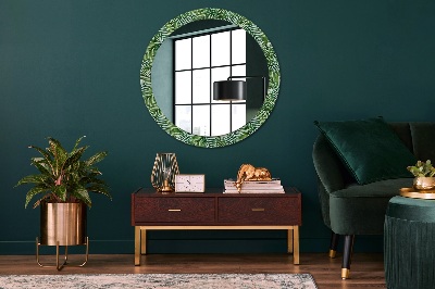 Round decorative wall mirror Tropical palm