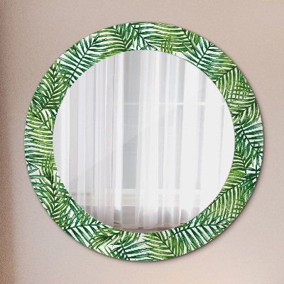 Round decorative wall mirror Tropical palm