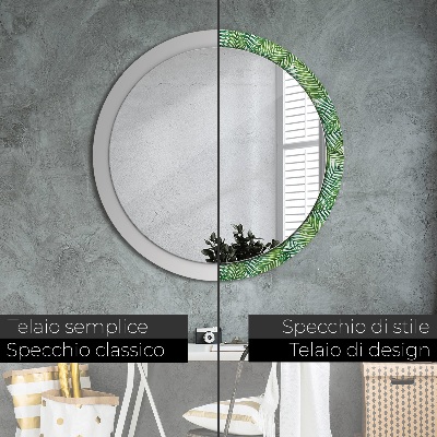 Round decorative wall mirror Tropical palm