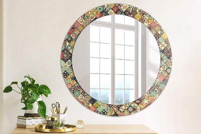 Round decorative wall mirror Ethnic floral