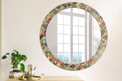 Round decorative wall mirror Ethnic floral