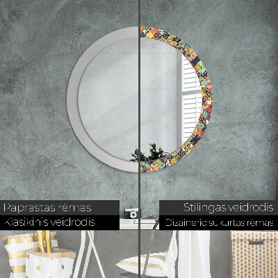 Round decorative wall mirror Ethnic floral