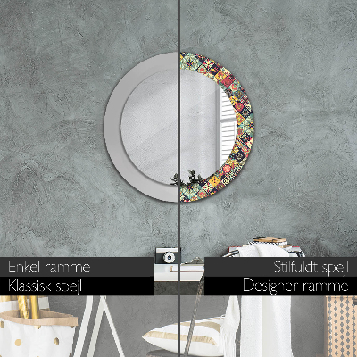 Round decorative wall mirror Ethnic floral