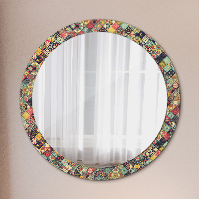 Round decorative wall mirror Ethnic floral