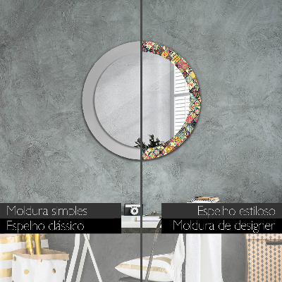 Round decorative wall mirror Ethnic floral