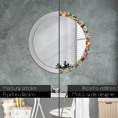 Round decorative wall mirror Ethnic floral