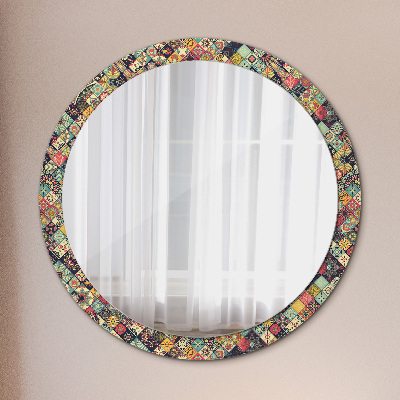 Round decorative wall mirror Ethnic floral