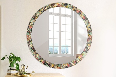 Round decorative wall mirror Ethnic floral