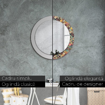 Round decorative wall mirror Ethnic floral