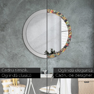 Round decorative wall mirror Ethnic floral