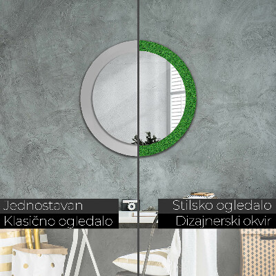 Round decorative wall mirror Green grass