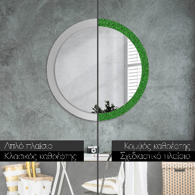 Round decorative wall mirror Green grass