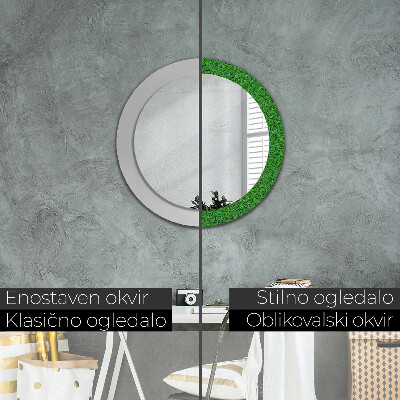 Round decorative wall mirror Green grass