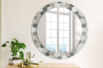 Round mirror decor Hexagon pattern