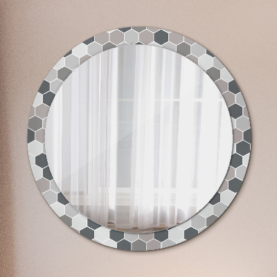 Round mirror decor Hexagon pattern