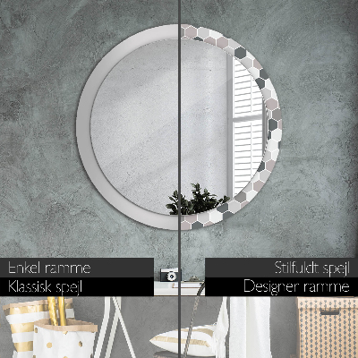 Round mirror decor Hexagon pattern