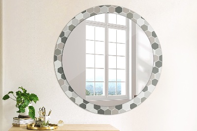 Round mirror decor Hexagon pattern