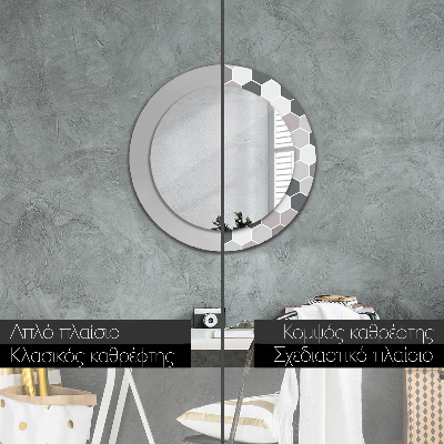 Round mirror decor Hexagon pattern