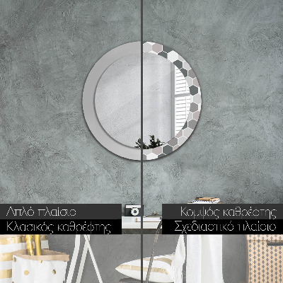 Round mirror decor Hexagon pattern