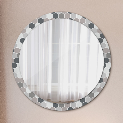 Round mirror decor Hexagon pattern