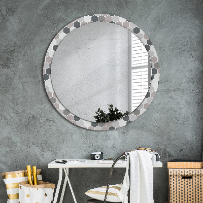 Round mirror decor Hexagon pattern