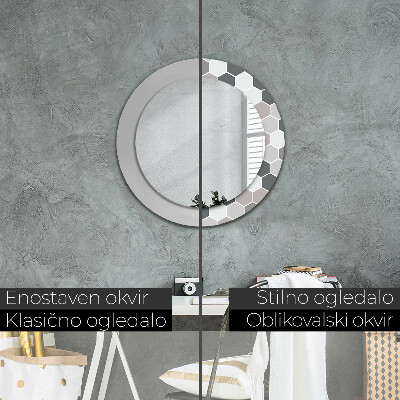 Round mirror decor Hexagon pattern