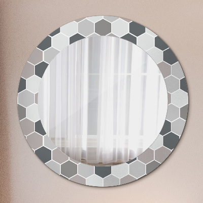 Round mirror decor Hexagon pattern