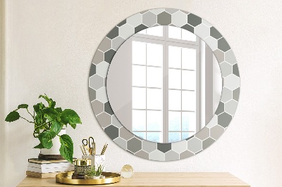 Round mirror decor Hexagon pattern