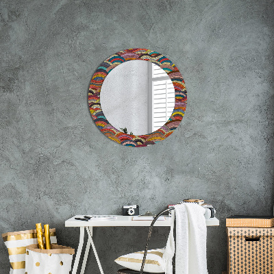 Round mirror printed frame Bohemian ornament