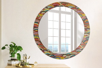 Round mirror printed frame Bohemian ornament