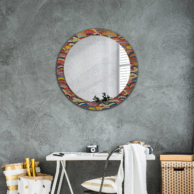 Round mirror printed frame Bohemian ornament