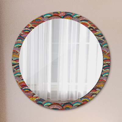 Round mirror printed frame Bohemian ornament