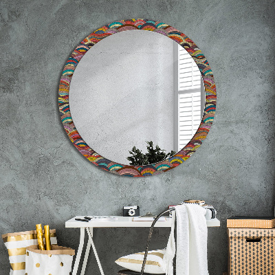 Round mirror printed frame Bohemian ornament