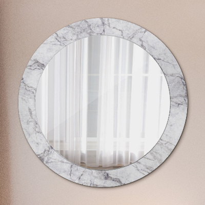 Round mirror print White marble