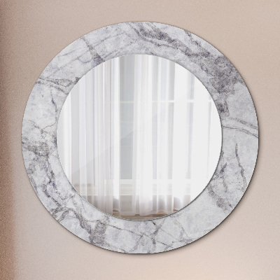 Round mirror print White marble