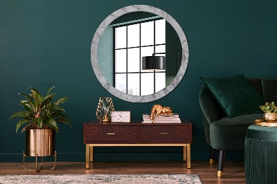 Round mirror print White marble