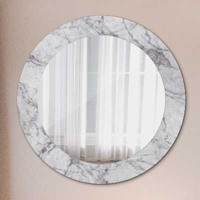 Round mirror print White marble