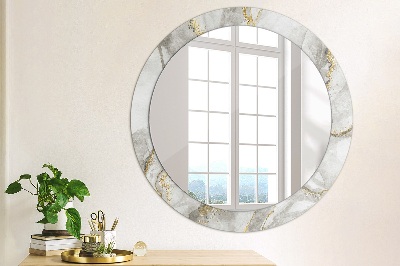 Round decorative wall mirror White marble gold
