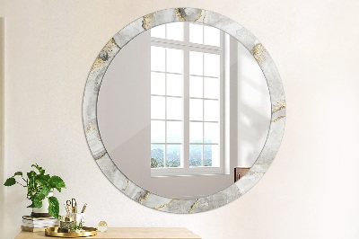 Round decorative wall mirror White marble gold