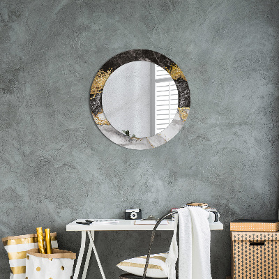 Round decorative wall mirror Marble and gold