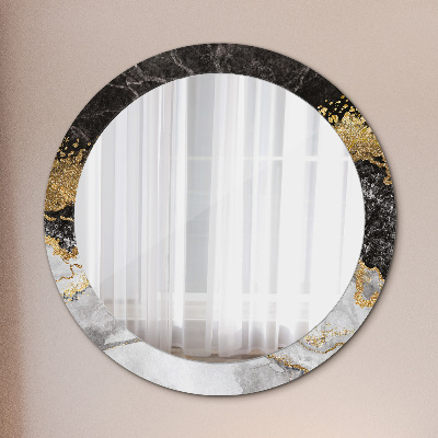 Round decorative wall mirror Marble and gold