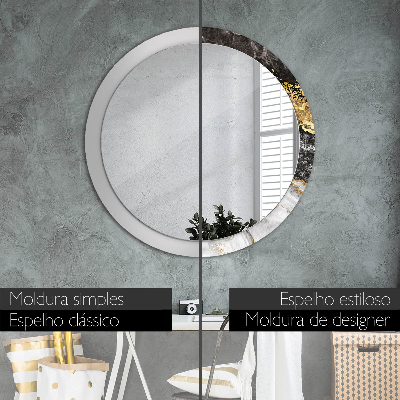 Round decorative wall mirror Marble and gold