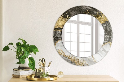 Round decorative wall mirror Marble and gold