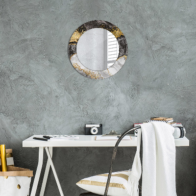 Round decorative wall mirror Marble and gold