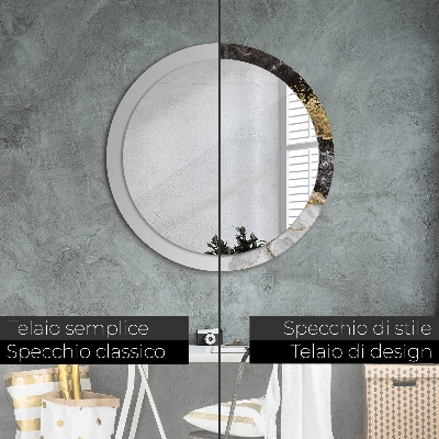 Round decorative wall mirror Marble and gold