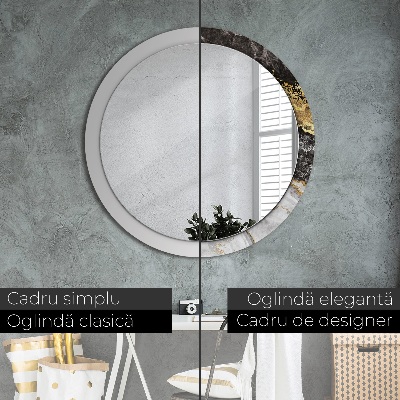 Round decorative wall mirror Marble and gold