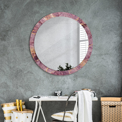 Round decorative wall mirror Marble with gold