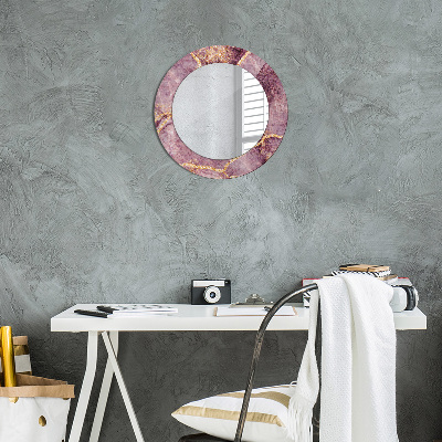 Round decorative wall mirror Marble with gold