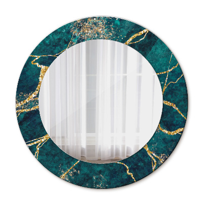 Round decorative wall mirror Malachite green marble