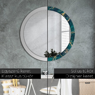 Round decorative wall mirror Malachite green marble